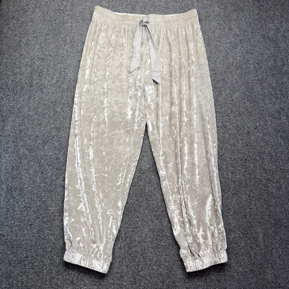 Victoria's Secret Silver Crushed Velvet Jogger Lounge Pants Women's Large L/G‎